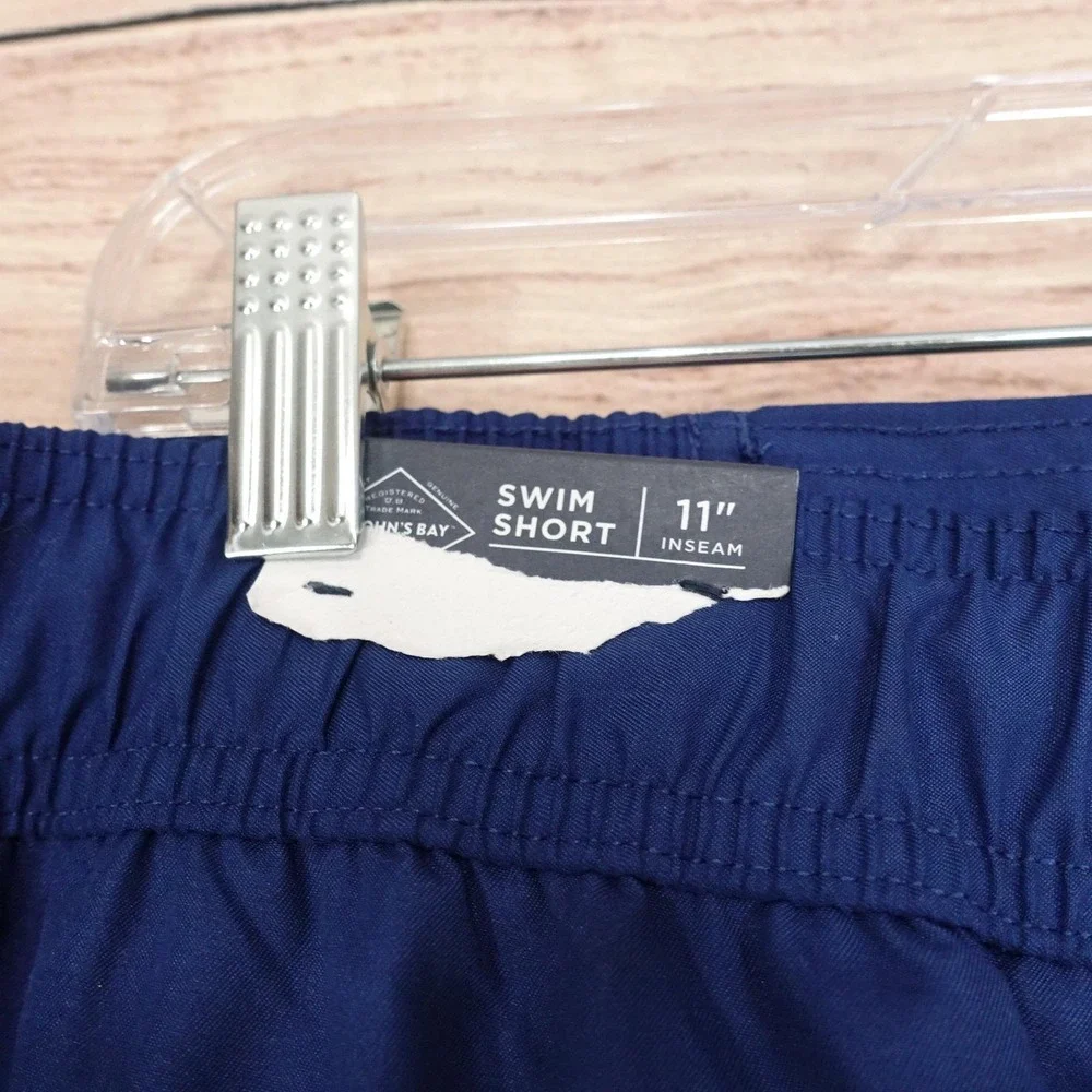 New! St. John's Bay Swim Shorts Mens 2XLT Blue Drawstring 11 Inseam Pockets